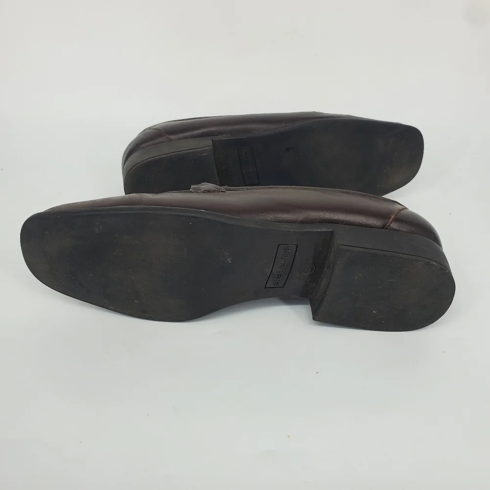Bellini Dijon Loafers 9M Brown Leather Square Toe Bit Slip On Flats Comfort Shoe